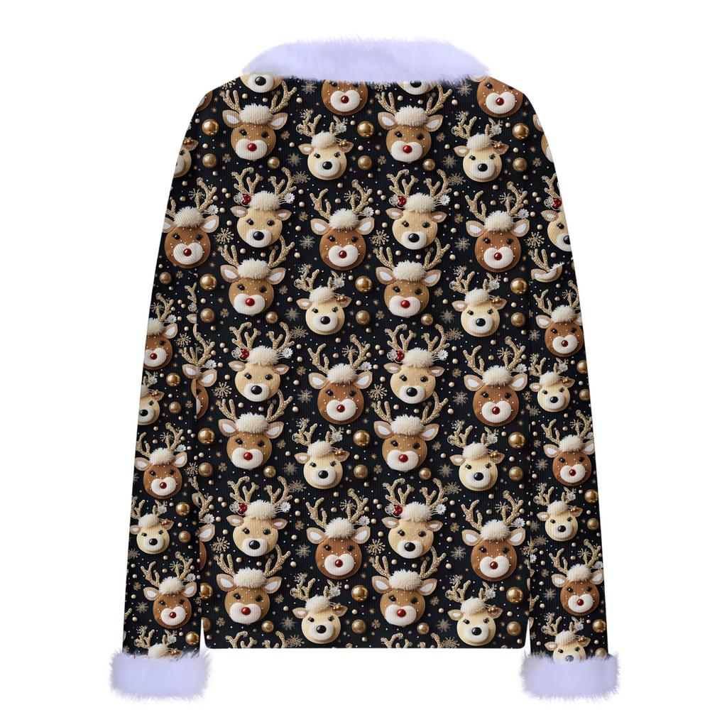 Women's Fashion Sweater Casual Long Sleeve Knit Pullover Printed Top