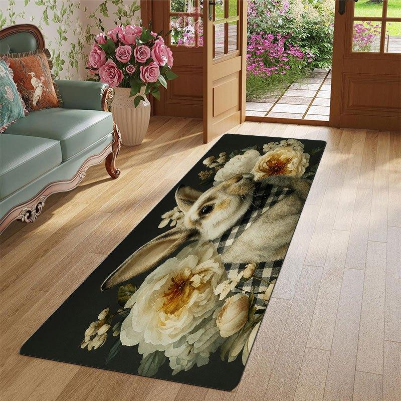 

1Pcs Rabbit Floral Print Waterproof Non-Slip Thick Cushioned Kitchen Mat Heavy Duty Comfort Standing Mat for Kitchen Bathroom 40*60cm