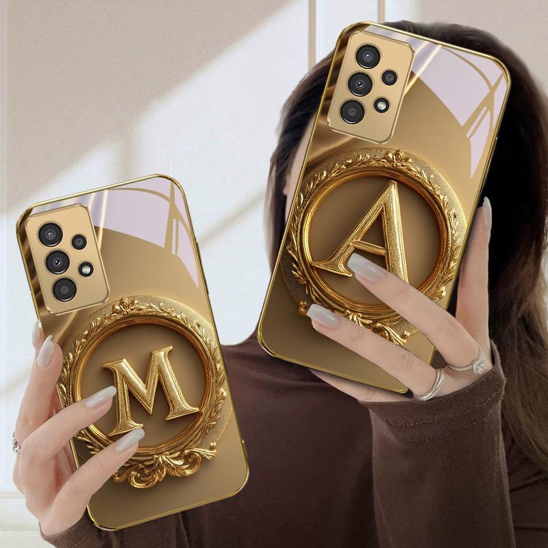 Błyszcząca Złota Korona Do Samsunga A50 A51 A52 A53 A54 A55 56 14 15 13 16 26 31 32 33 34 35 70 71 72 73 Złote szklane etui na telefon