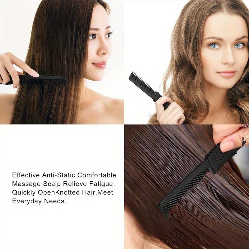 Carbon Lift Teasing Combs with Metal Prong Hair Pick Comb for Women Hair Styling Black