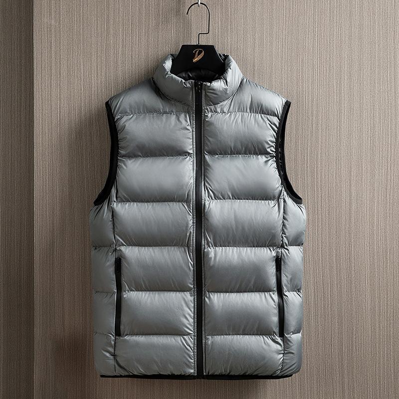 Autumn Winter Men Down Vest Simple Solid Color Stand Collar Male Waistcoat Thicken Sleeveless Casual Lightweight Man Coat
