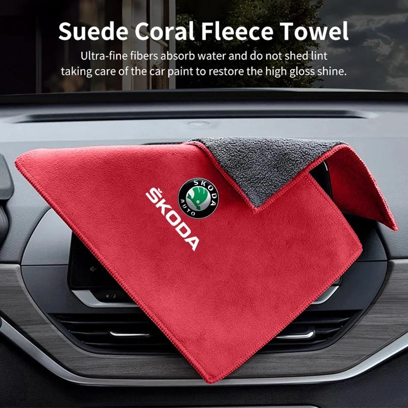 2025 Neues Autowaschtuch Weiches Reinigungslappen Tuch Auto Reiniger Werkzeuge Für Skoda Octavia Superb Rapid Kodiaq Karoq Fabia Kamiq Räume