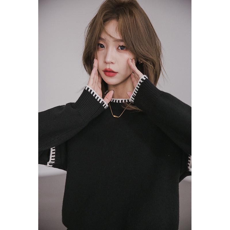 Japanese-Korean Style Women's Autumn Patchwork Pullover Sweater