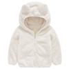 Kids Pure Color Teddy Fur Jackets Children Bear Ear Hoodies Coats Boys Girls Winter Warm Outerwear