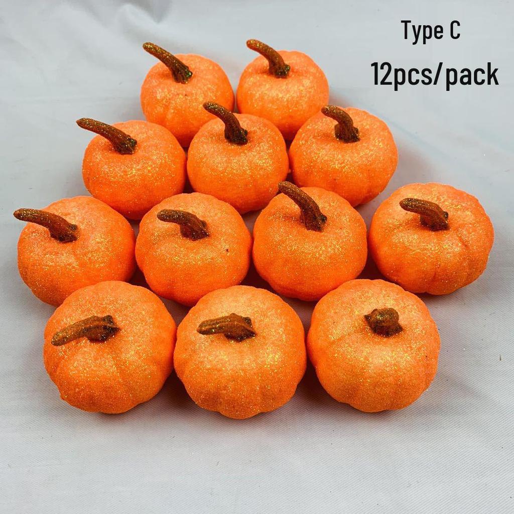 Halloween Foam Pumpkin Set, 5.5cm, 16-Pack - Ideal for Photography, Display, or Decoration.