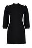 Women's Fashion Day and Night Balloon Sleeve Mini Black Double Breasted Collar Fitted Mini Knitted Dress