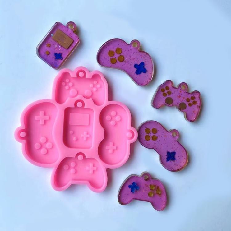 Pink Shiny Gaming Keyboard Keychain Silicone Mold for Valentine Love Gift Craft