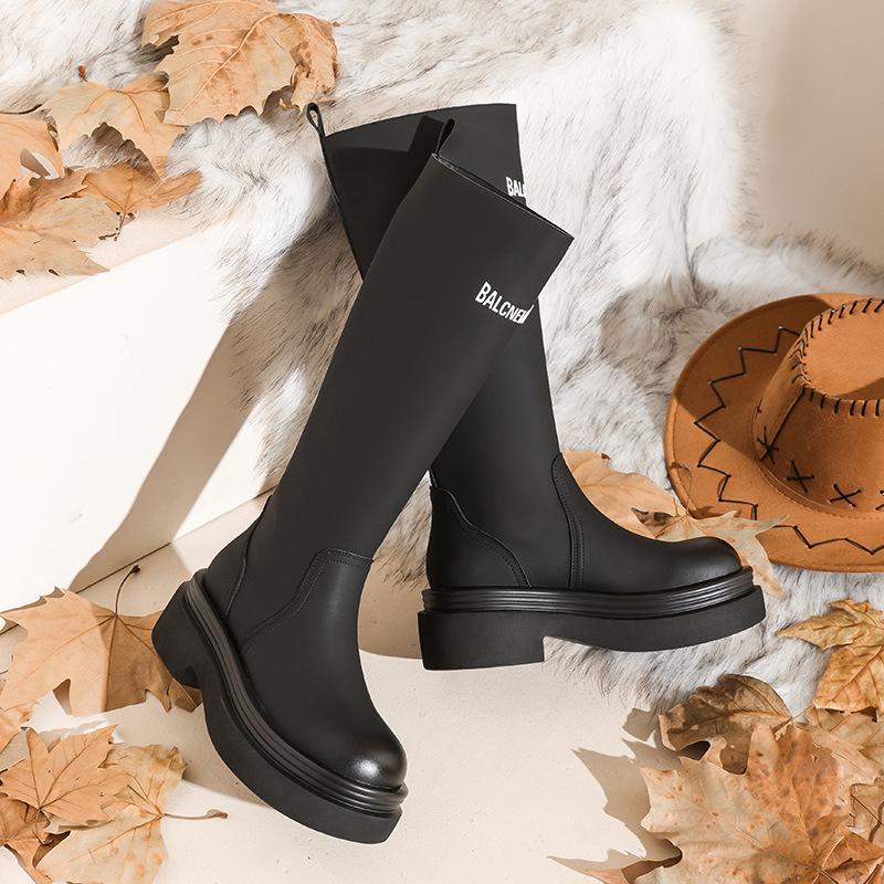 Paris Same Long Boots Women's 2025 New Autumn and Winter Explosion Medium Tube Thick-soled Knight Boots Thin Tall Long Boots