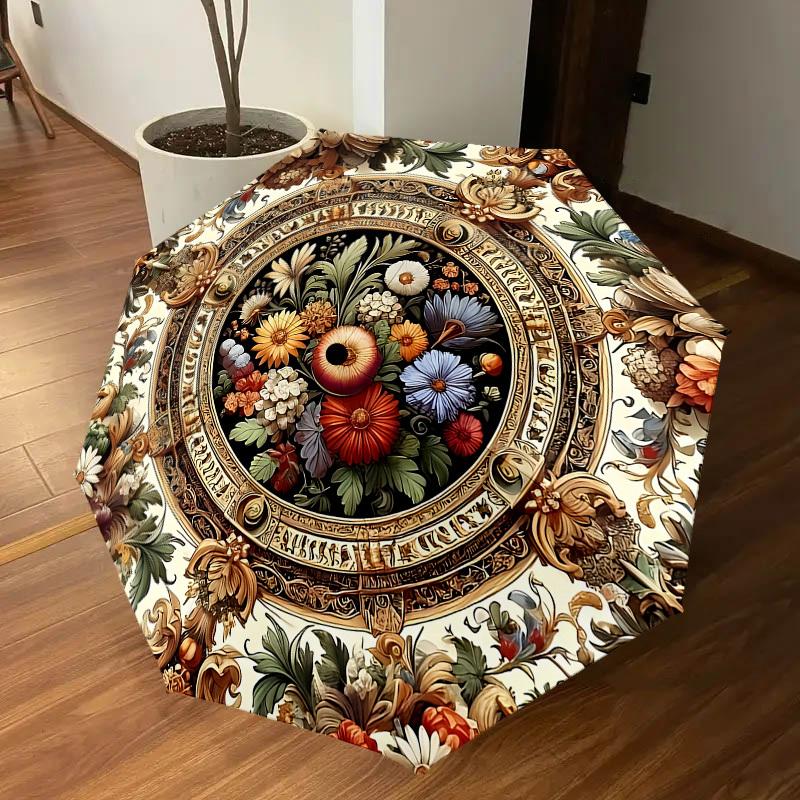 1 Stück Blumenverzierung Automatischer Öffnungs-/Schließschirm mit winddichtem, robustem 8-Rippen-Schirmdach, langlebigen Rippen, modischem Design 1249A