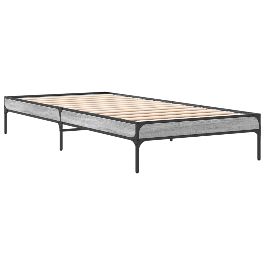 Bed Frame Gray Sonoma 90x190 cm Particleboard and Metal