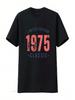 1975 Klassisches T-Shirt Vintage Geburtstag 50. Vintage Gewaschenes Oberteil Für Den Alltag Unisex Herren Weich Leicht Vielseitig Dehnbar