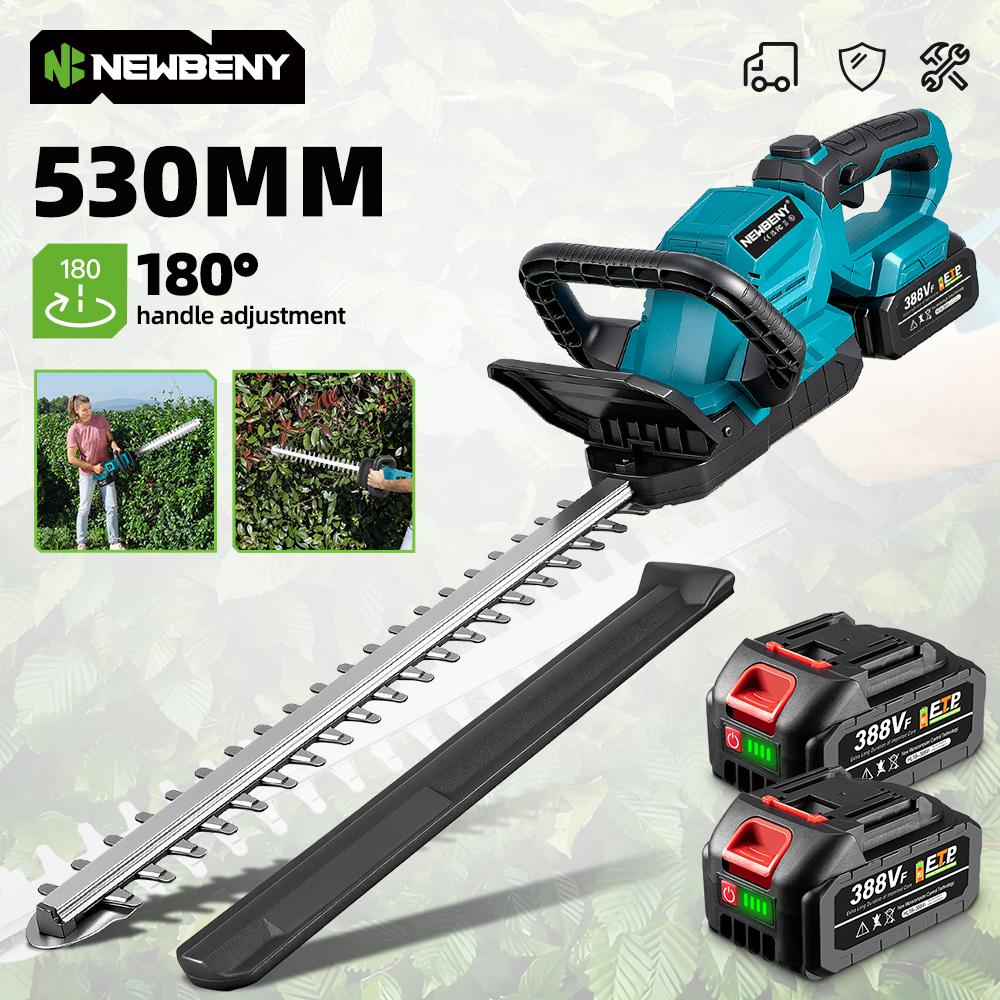 Newbeny Electric Hedge Trimmer 3000RPM Pruning Saw with LED Display Cordless Lawn Mower Garden Tool For Makita 18V Battery Pin