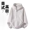 Spring and Autumn Retro Splicing Half Zipper Hooded Sweater Boys Loose Couple Casual Versatile Hoodie