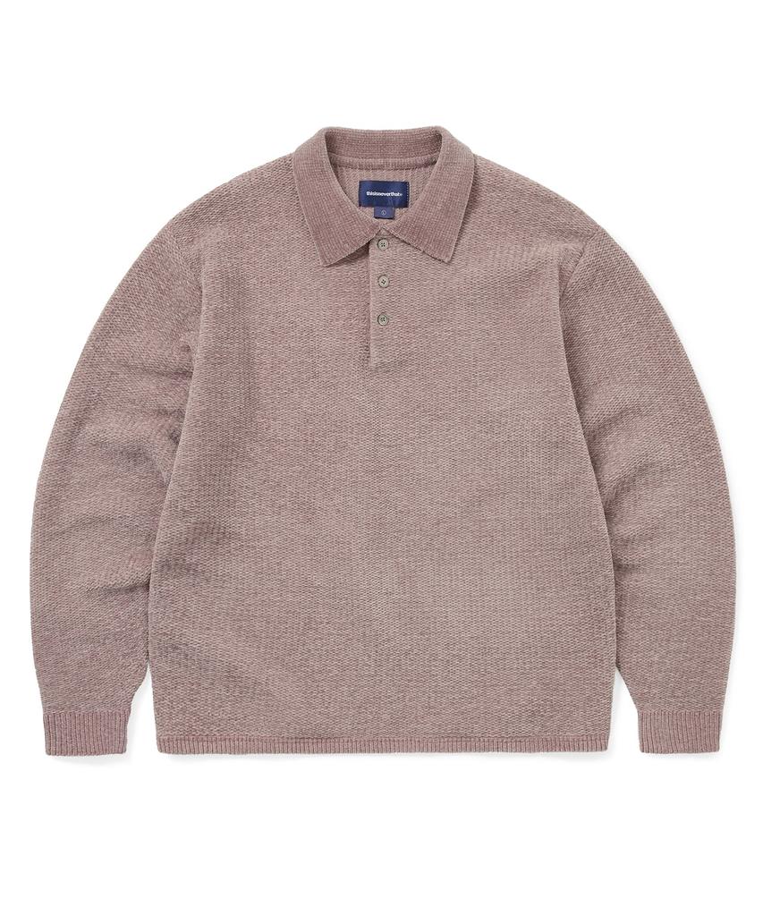 THISISNEVERTHAT Velvet Knit Polo Dusty Pink