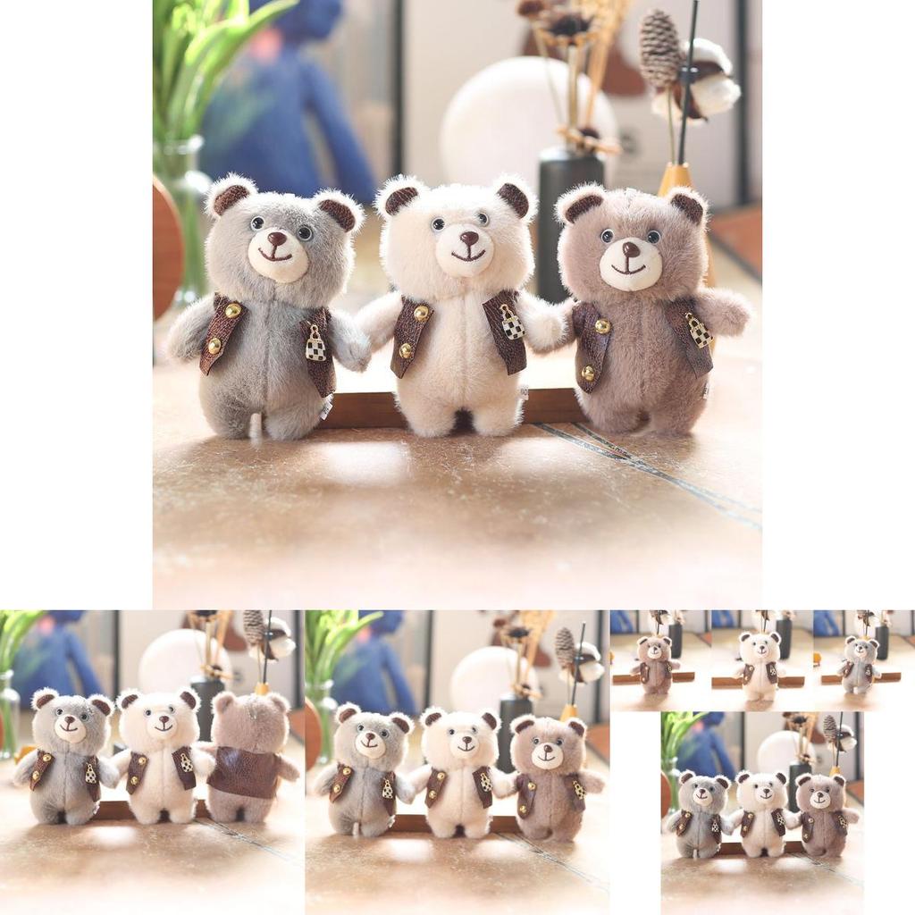 Delightful Miniature Bear Plush Toy Keychain With Super Soft Fabric For Trendy Bag Accessories