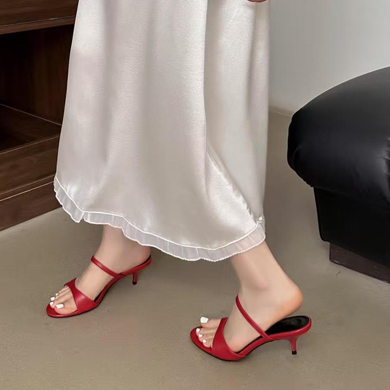 Fashion SUOJIALUN 2025 Summer New Brand Women Slipper Fashion Narrow Band Shallow Slides Thin Low Heel Outdoor Dress Sandal Pumps