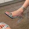 Fashion Silvery Women'S Sandals Designer Wrapping Straps Coarse Heel Women'S Pumps And Heel Roman Women'S Shoes Sandalias Mujer