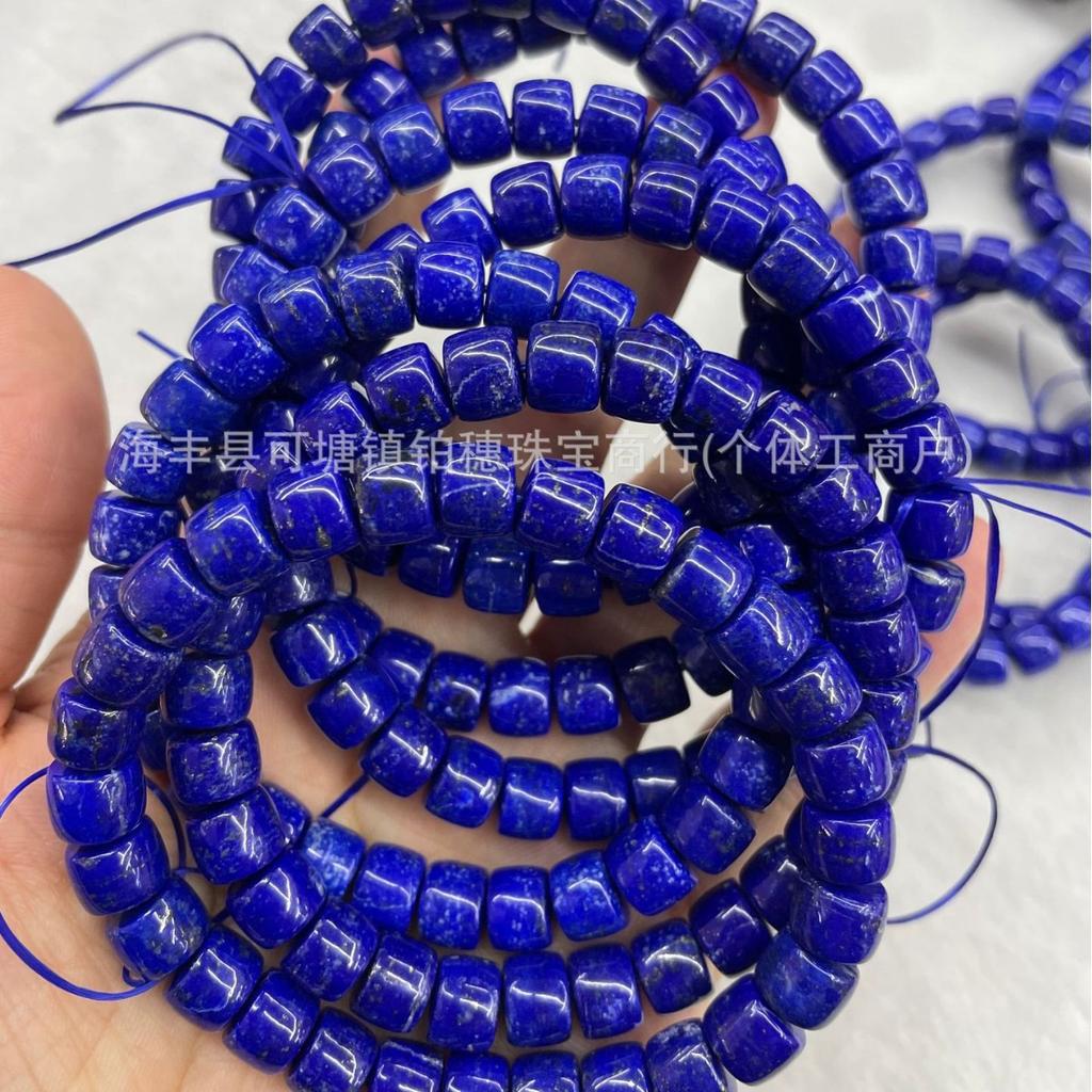 Natural Lapis Lazuli Straight Cut Tablet Bead Bracelet Wenwan Bracelet Less White And More Gold Lapis Lazuli Straight Cut Old Bead Bracelet