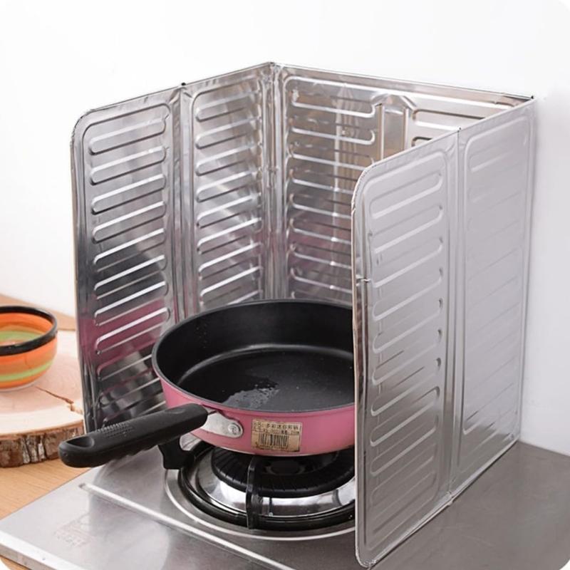 MultiFunctional Splash Cover for Kitchen and Outdoor Use Heat Resistant Aluminum Foil Three Sided Structure Panel