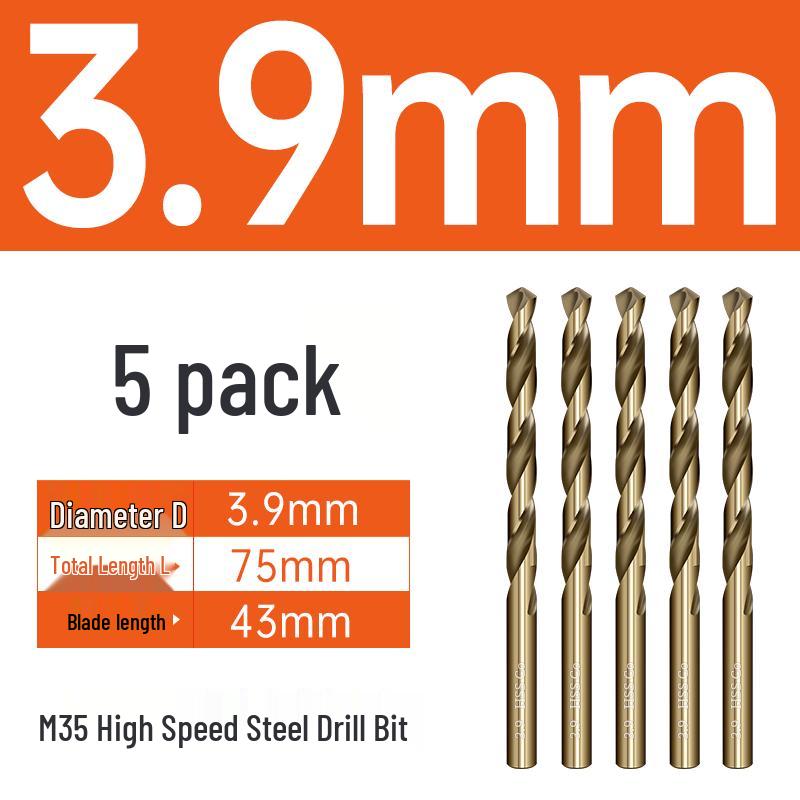 M35 Cobalt Twist Drill Bits Set for Stainless Steel, High Hardness, Straight Shank, Hand & Electric Drills