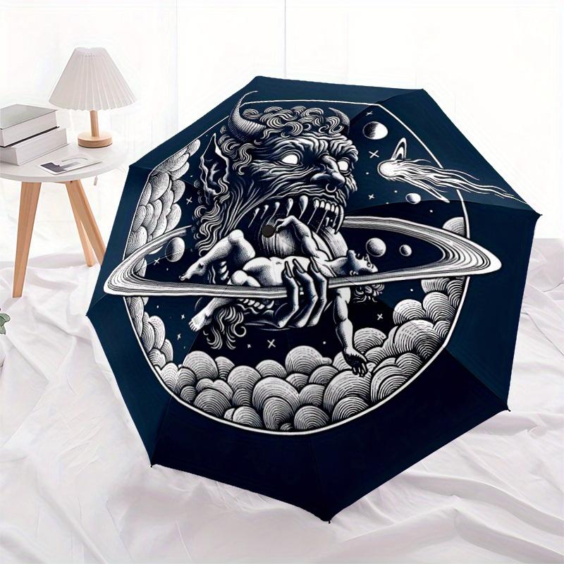 1pc Fantasy Monster "Astronomy" Automatic Umbrella High Quality Canopy, Portable Folding Umbrella With, Ideal Gift for - Travel, Everyday, Formal Even