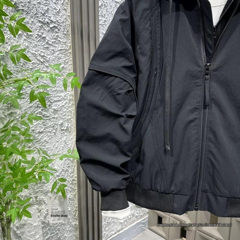 Autumn/Winter Hooded Cotton-Padded Faux Two-Piece Jacket - 2025 Trendy Loose Casual Windbreaker Coat