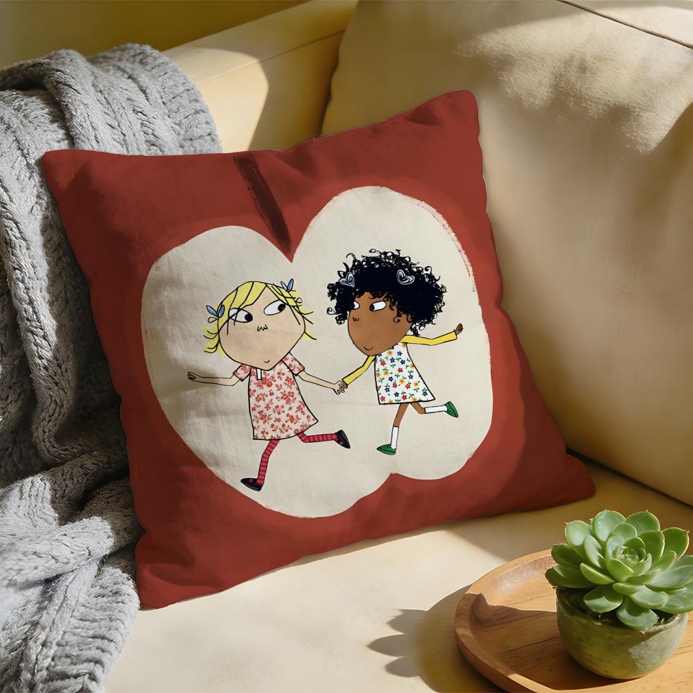 Cushion Cover Washed Linen Soft Breathable Decorative Case for Sofa Home Pillow cover CCharlie and Lola Anime