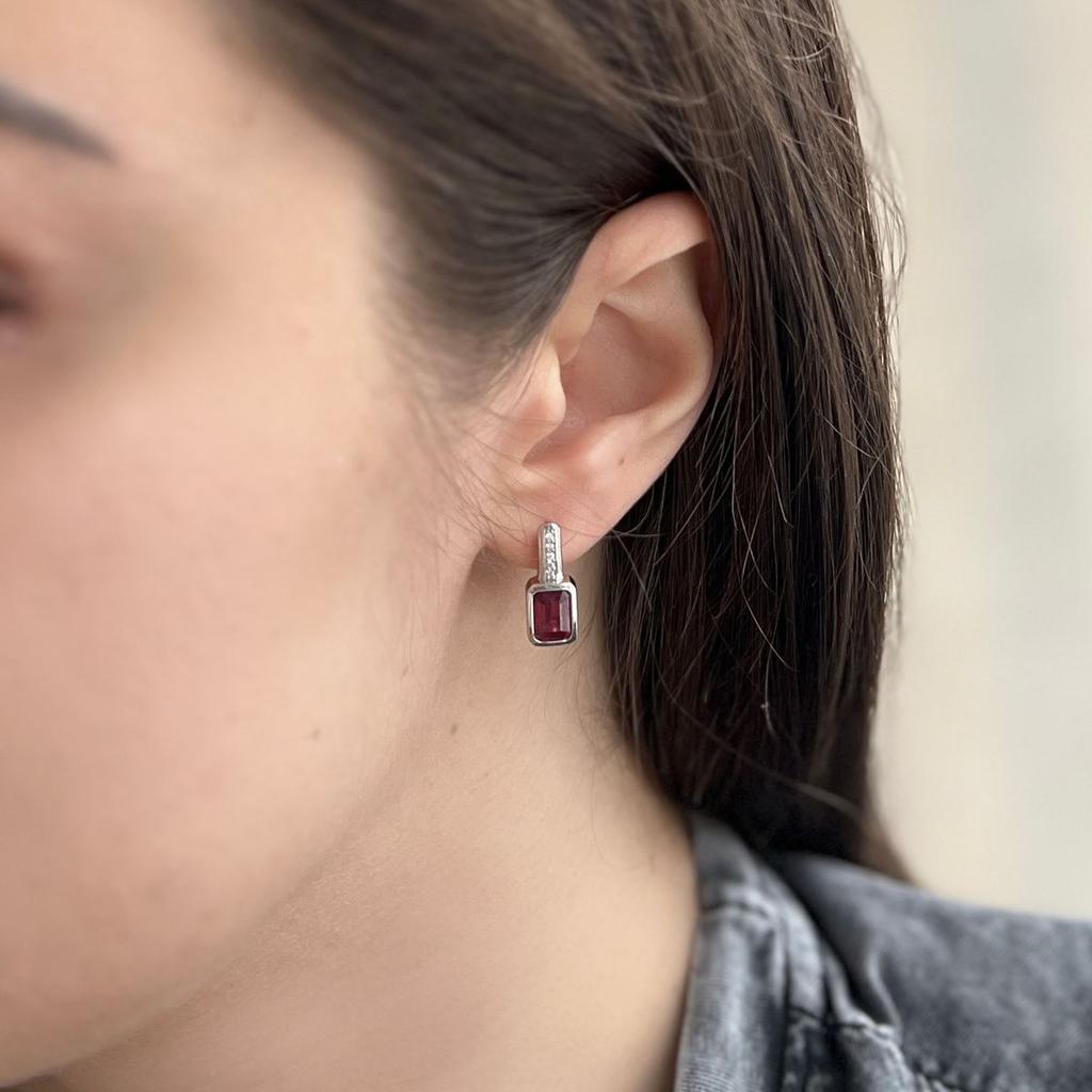 Silver Earrings with Natural Ruby ​​2.863ct (2152965)