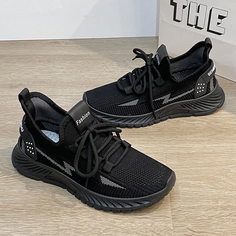 

Flying woven mesh sneakers women s 2024 new spring, summer and autumn breathable versatile casual lightweight soft-soled running shoes 35 чёрный