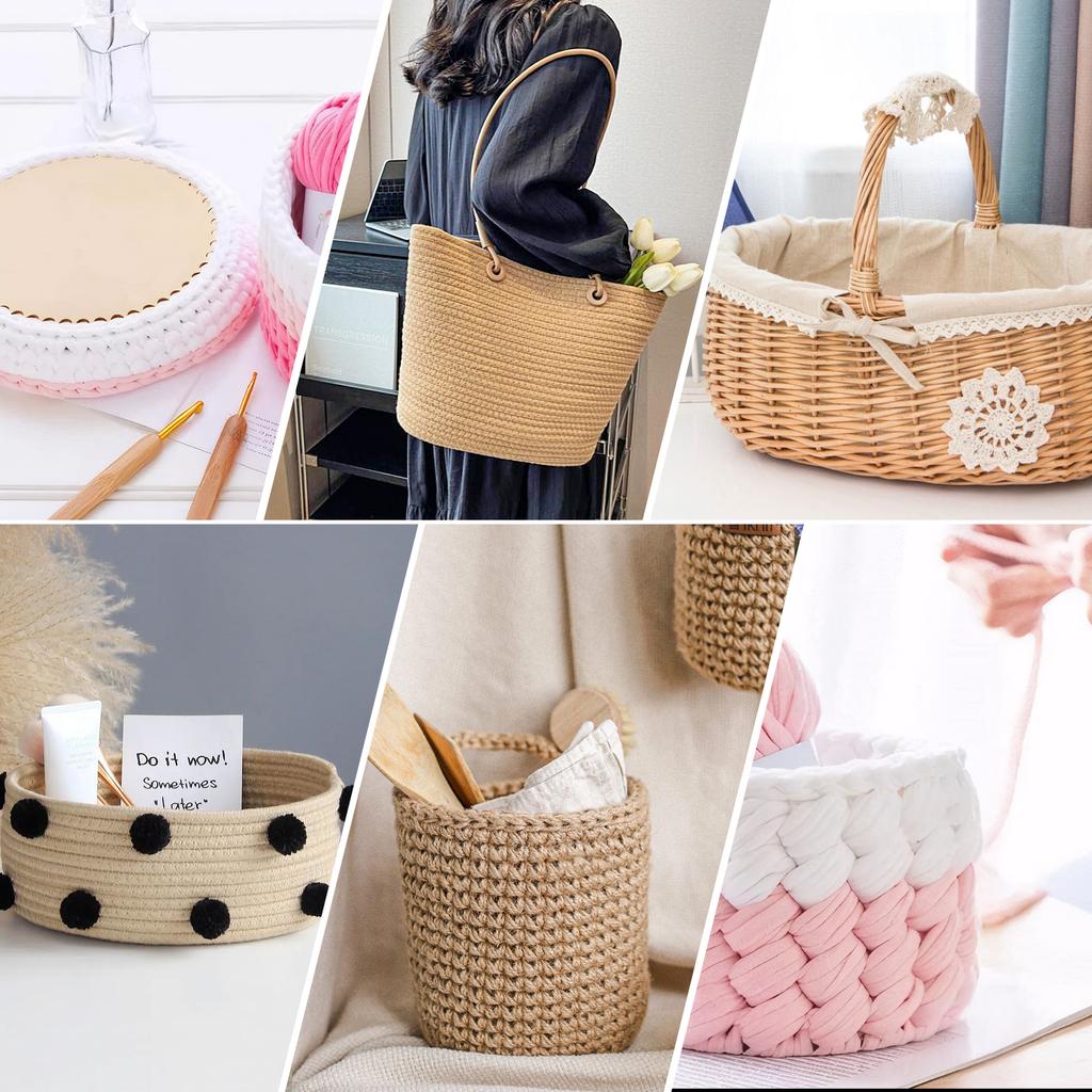 5pcs Solid Poplar Plywood Crochet Basket Base Unfinished Wooden Bottom for DIY Weaving Craft Projects Home Decor