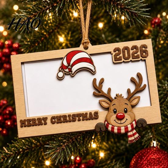 Christmas Tree Decoration with Money Slot 2Pcs Holder Hanging Ornament for Cash, Wooden Xmas Holiday Decoration, Reusable Cash Box Party Tabletop