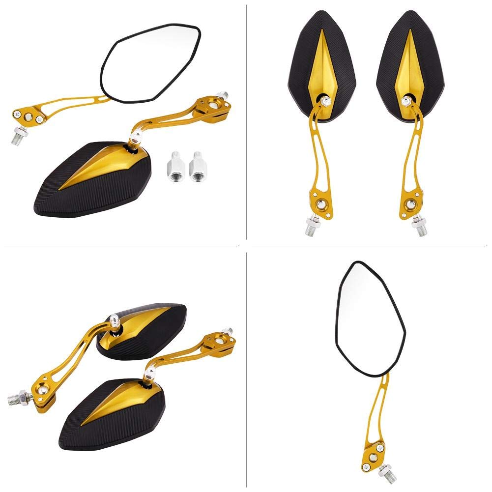 Rearview Mirror, Impact Resistant Motorcycle Mirror 2 Pcs/Motorcycle Set (Yellow)