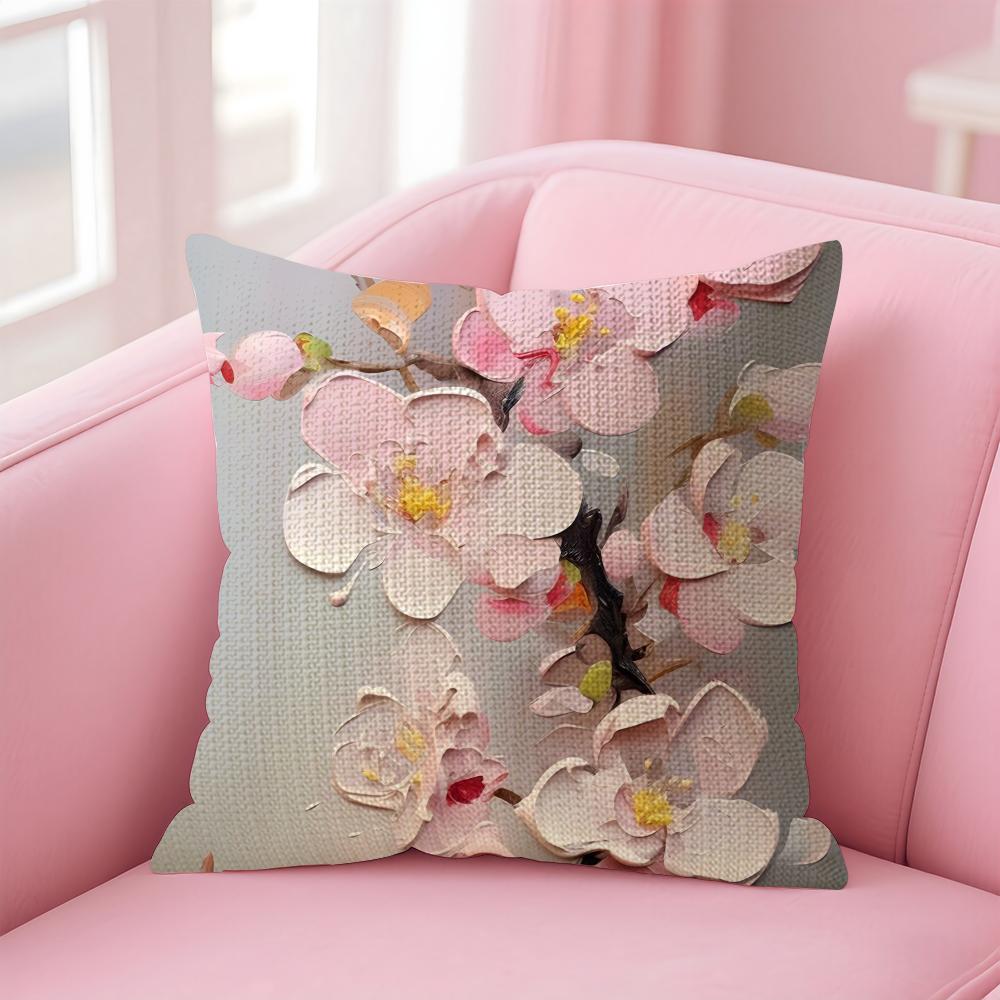 Oil Painting Luxury Cushion Cover Natural Linen Pillow Case DoubleSided Print Decorative Sofa Pillowcase Home Decor Gift