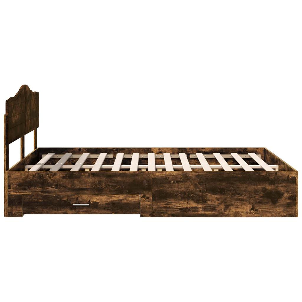 Bed Frame Smoked Oak 140 x 190 cm Engineered Wood