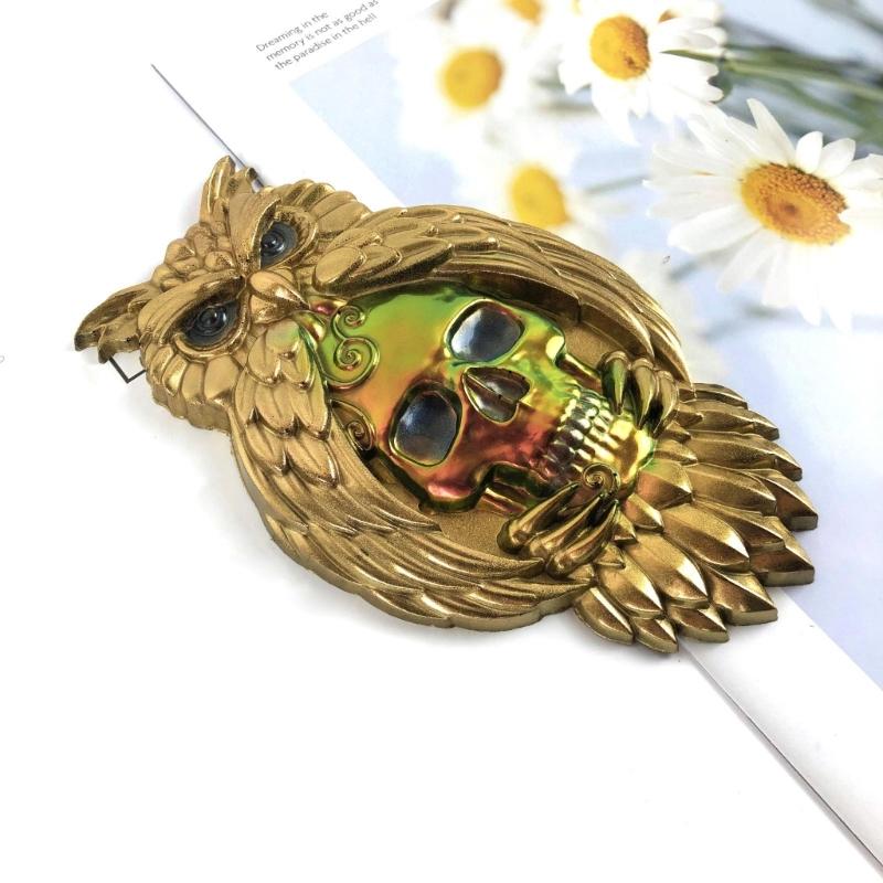 Semi-stereoscopic Owl Skull Wall Ornaments Drop Glue Mold Diy Wall Pendant Desktop Decoration Epoxy Silicone Mold
