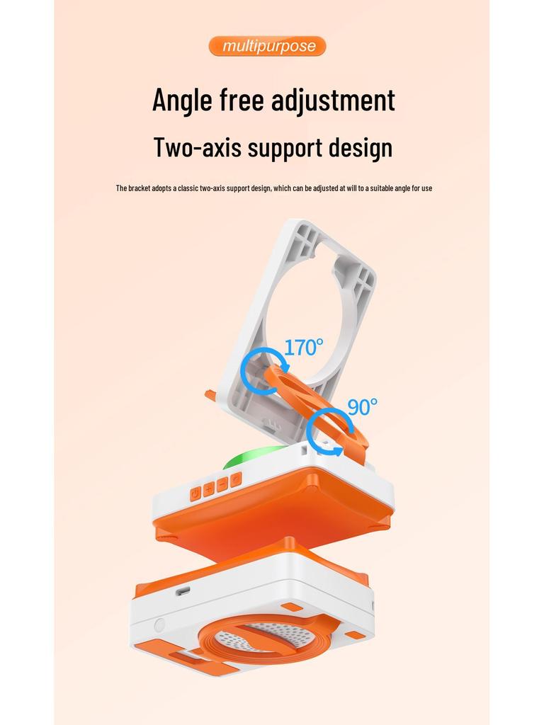 Compact Multi-functional Phone Holder & Bluetooth Speaker with Ambient Light, Foldable TF27BOX