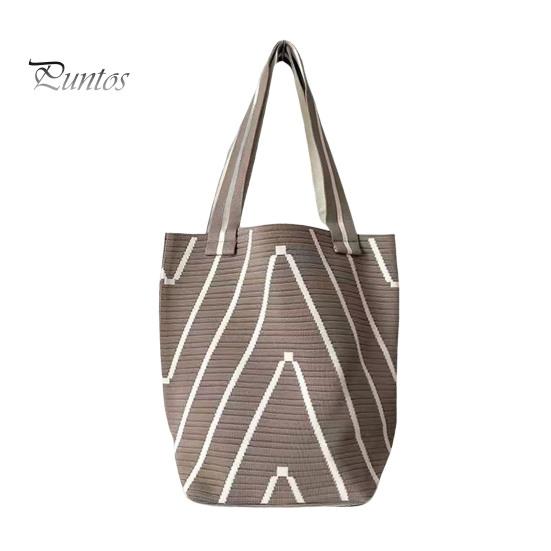 

Женская сумка через плечо с волнистой плетеной текстурой, контрастного цвета, большая вместимость, открытый дизайн, легкая портативная сумка для ежедневных поездок на работу хаки