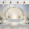 Elegante arco di rose floreale bianco banner di sfondo per matrimonio - Nessuna alimentazione richiesta, perfetto per attività indoor/outdoor