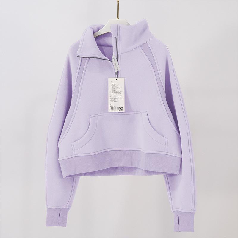Women's High Collar Thick Sweater: Long Sleeve, Half-Zip, Loose Fit for Jogging, Fitness & Yoga In Autumn and Winter.