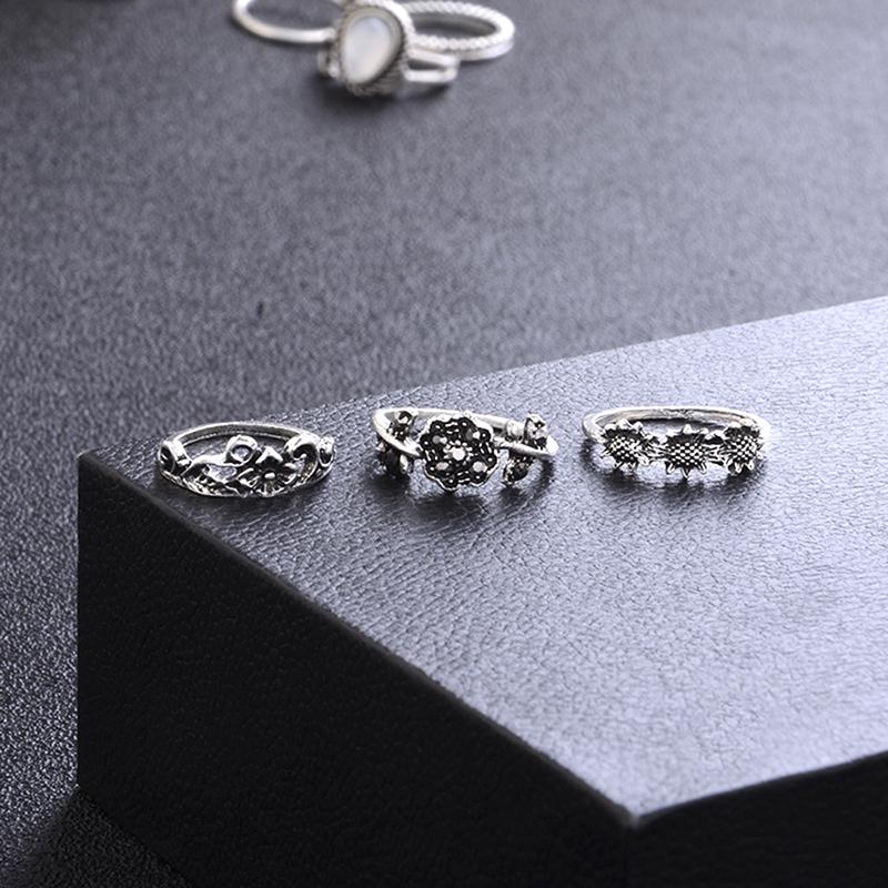 14ks/sada Boho Stack Flower Moon Sun Knuckle Ring Midi Finger Ring