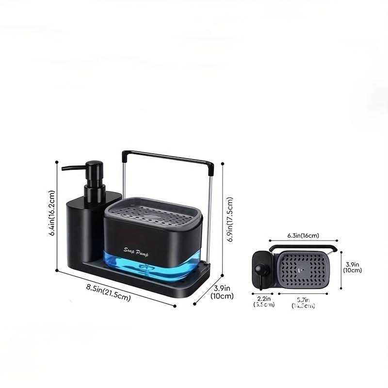 Freestanding Soap Pump Organizer 1pc of 3-in-1 Plastic Kitchen Soap Dispenser with Sponge Holder and Towel Rack
