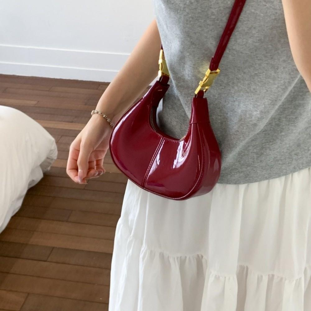 Y2k Half-moon Crescent Bag Simple Women's Coin Purses Trendy Pu Leather Handbag  Minimalist