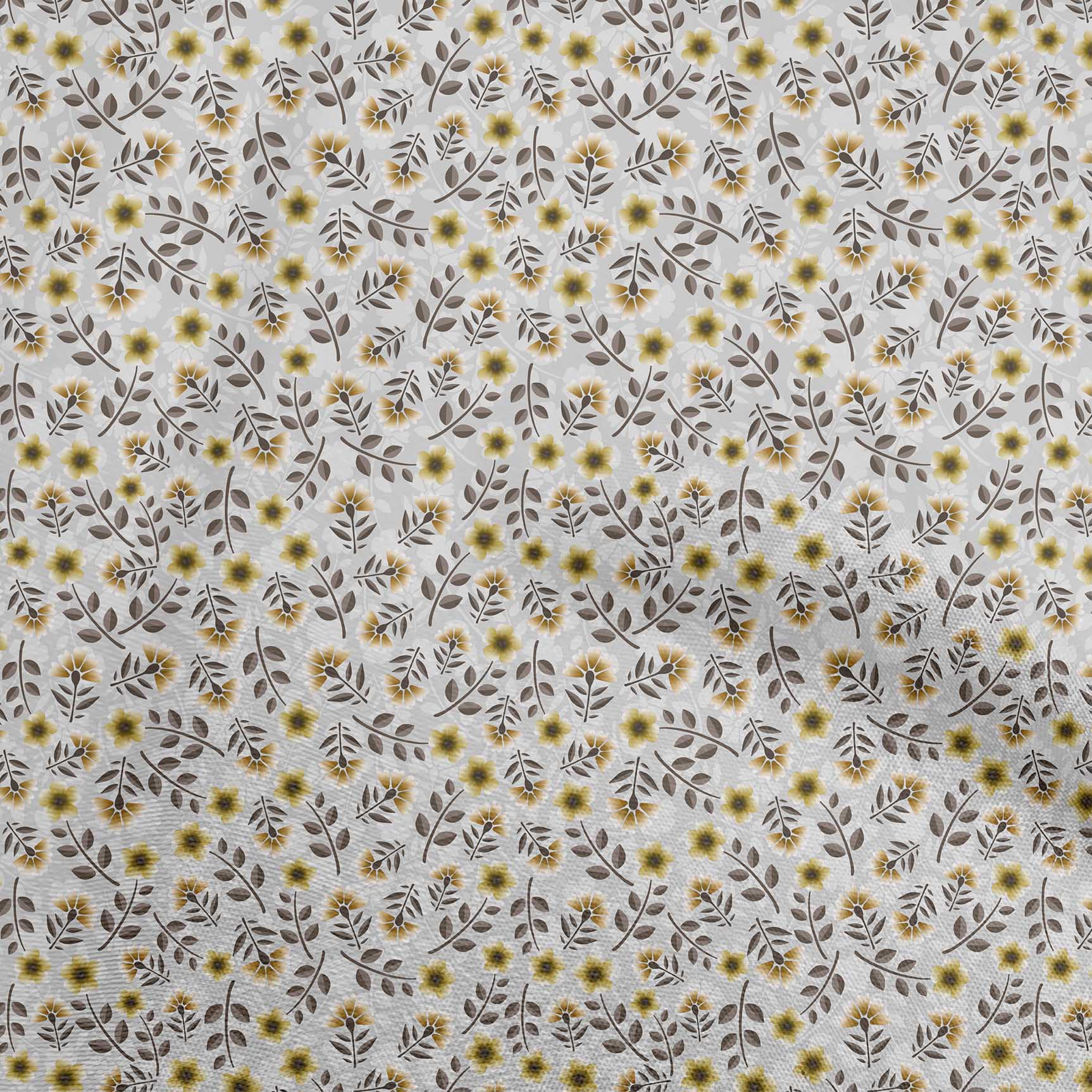 

oneOone Cotton Flex Brown Fabric Сукня з квітковим малюнком Тканина Тканина з принтом у дворі 40 дюймів 42 Inch Wide - Viscose Chiffon жовтий