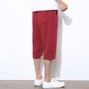Men's Casual Solid Color Cotton Linen Lightweight Comfortable Casual Shorts Cropped Pants