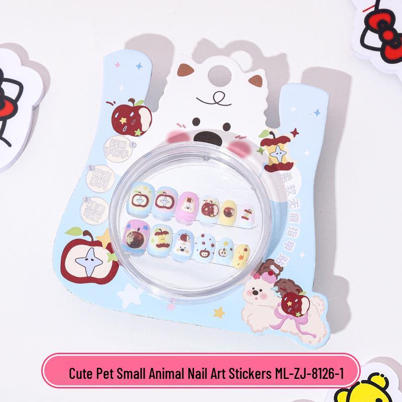 KT Cat Tecknad Bärbar Nagelklistermärke för Barn - Avtagbar, Självhäftande Gelé Nageldekor för Flickor