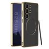 Case for Samsung S26 S25 S24 Ultra Electroplated Leather Wireless Charging Protective Case Shock Proof Anti-Fingerprint Plain