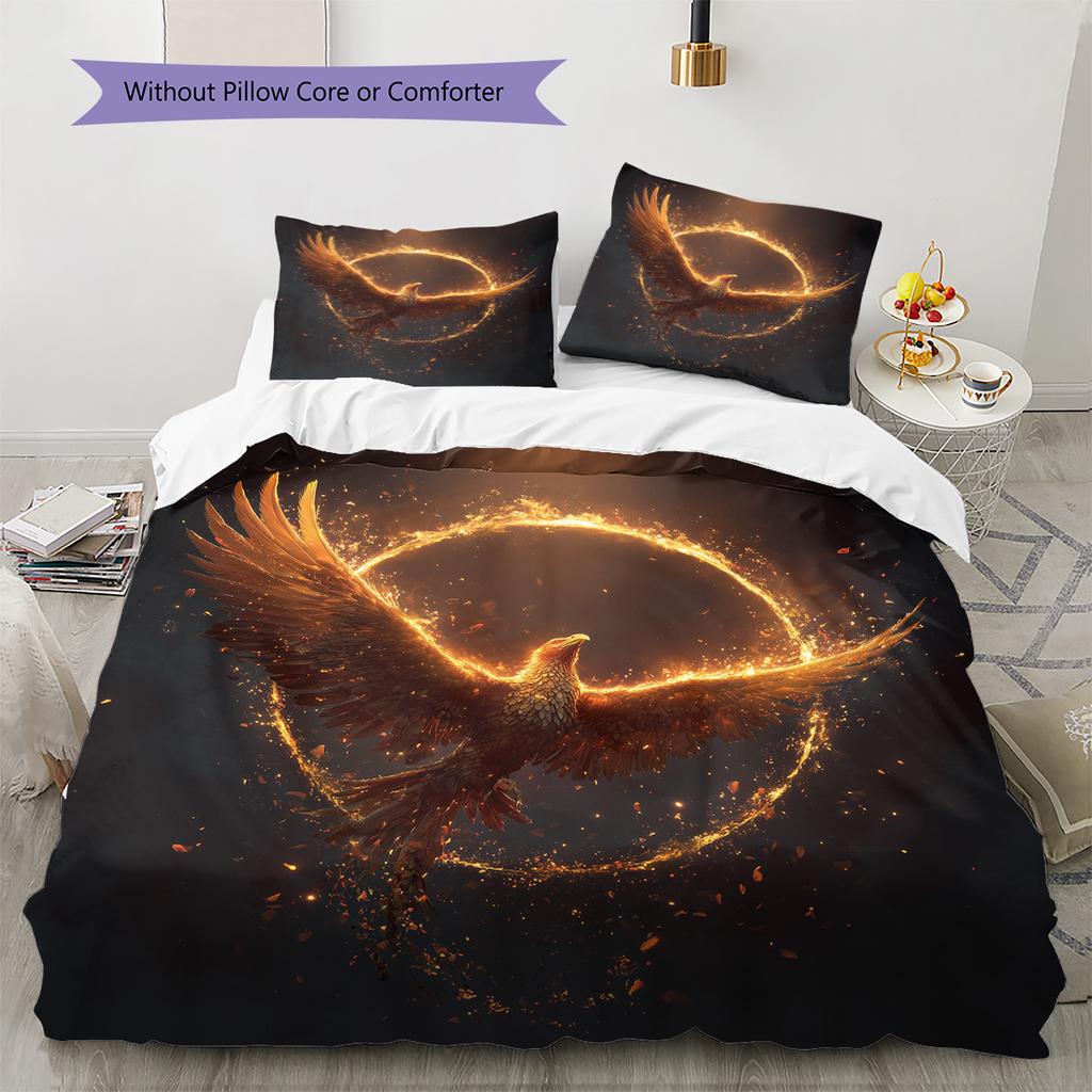 Flame Phoenix  Pattern Bedding Quilt Set Quilt Cover Pillowcase Home Decoration  Gift (1 * duvet cover + 2 * pillowcase, without core)