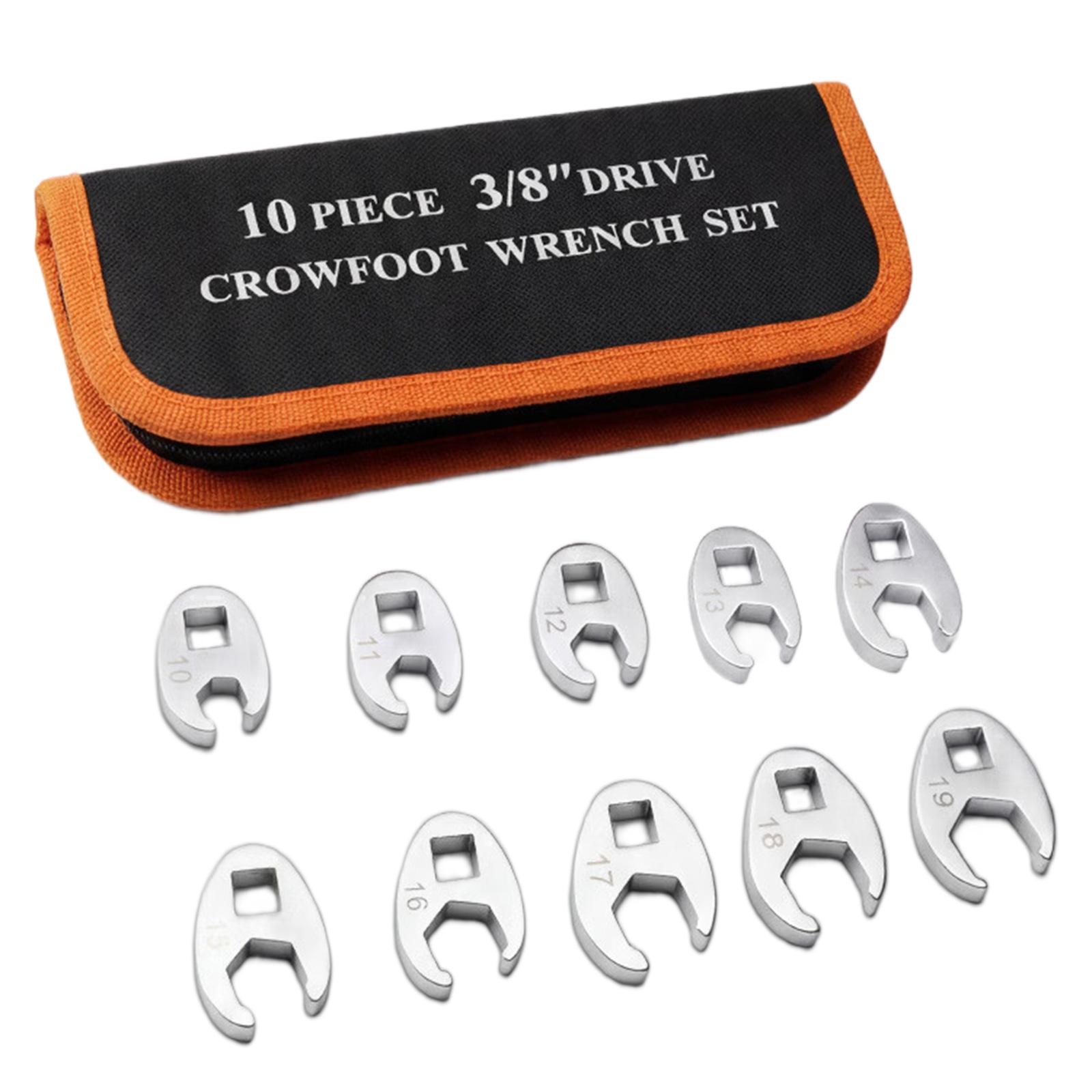 

10 Piece Crowfoot Wrench Socket Kit In 10-19mm Size 3/8Inch Drive Flare Nut Wrench With Storage Bag 1