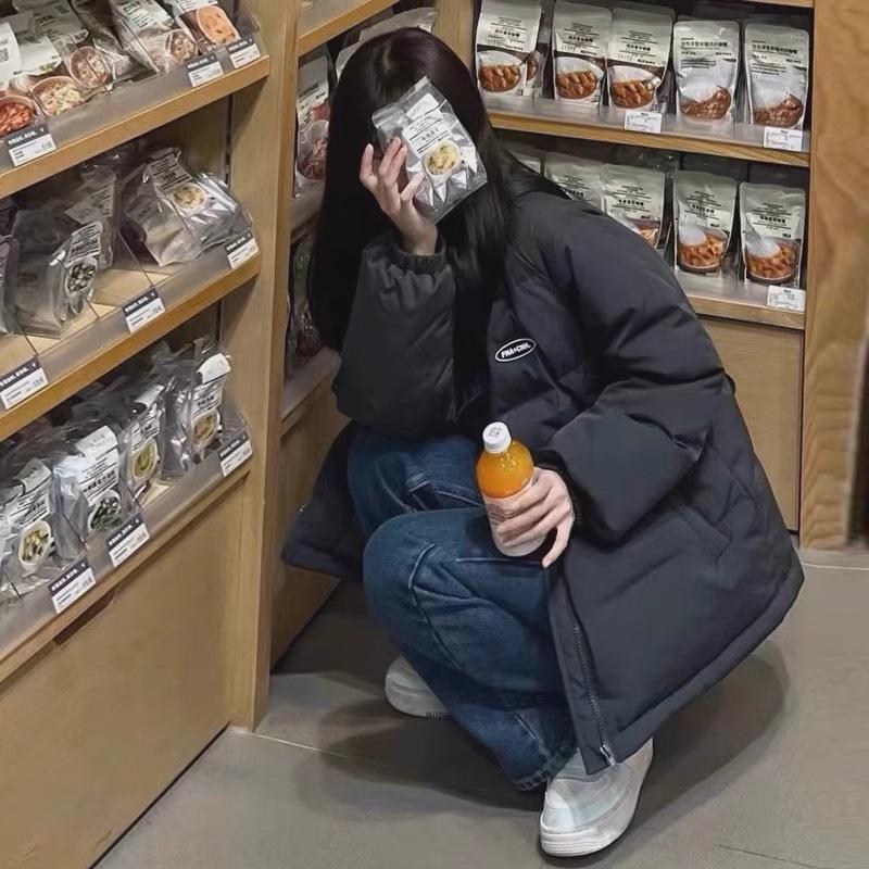 

Black Down Cotton-padded Clothes for Women s Winter New Cotton-padded Clothes for Small Men, Short Warm Loose Thickened Coats S