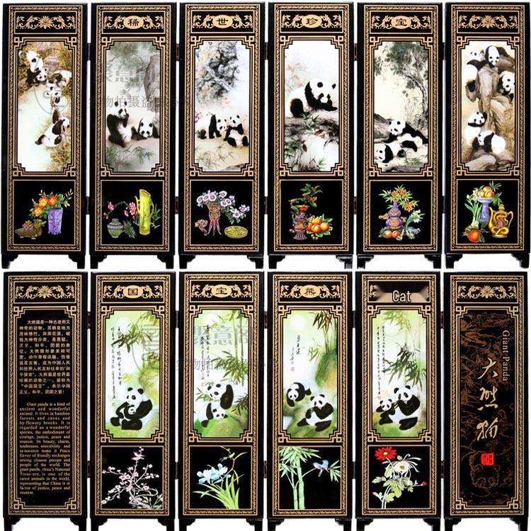 Chinese Style Desktop Lacquer Screen Ornament - Handmade Souvenir Home Decoration Gift